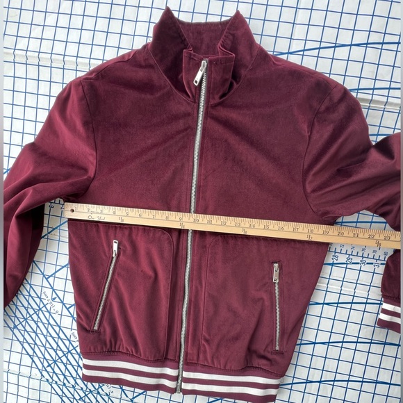 ZARA MENS Deep Maroon Mircofiber Suede Zip Up Jacket RETRO Y2K JAMIROQUAI Size S - Picture 4 of 12